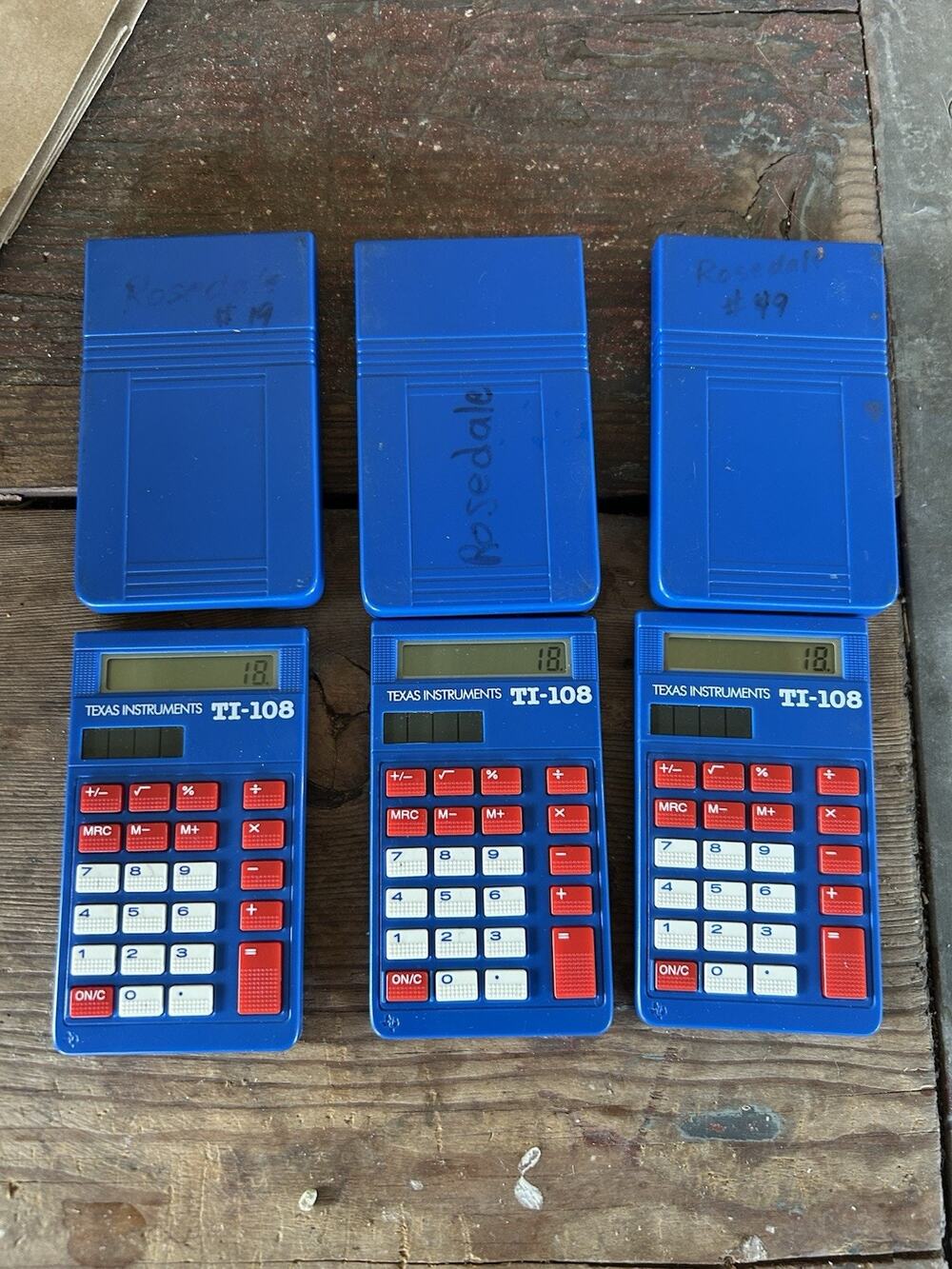 Texas Instruments TI-108 Elementary School Calculator LOT OF 3 Used
